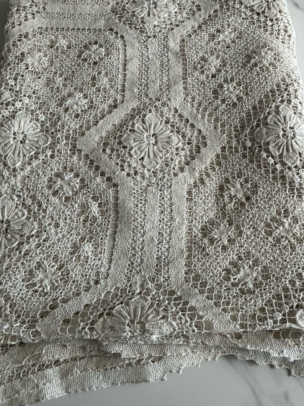 Vintage White Crochet Lace Tablecloth – Classic Home Dining 60x80 inch - Picture 8 of 11